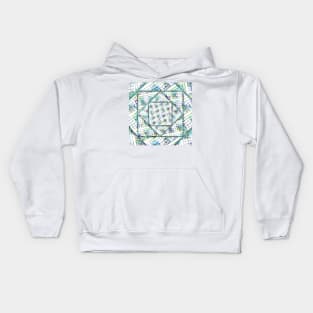 Cubes in Speckled Cubes | Cool Blues, Greens, Purples and More | Digitally Designed Geometric Pattern Kids Hoodie